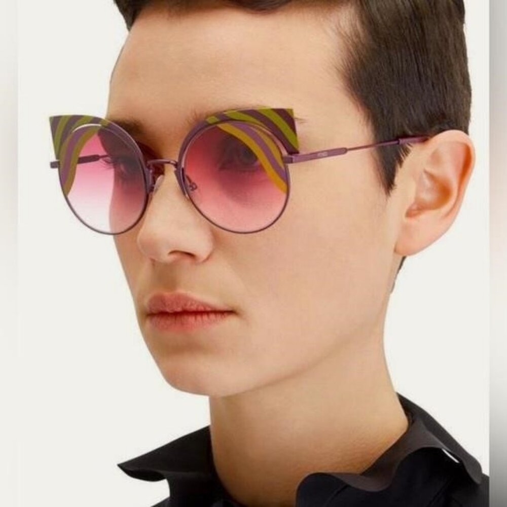 💯 - New Authentic Fendi FF 0215/s 00l9- X4 Burgundy Cat Eye Sunglasses - Picture 13 of 17